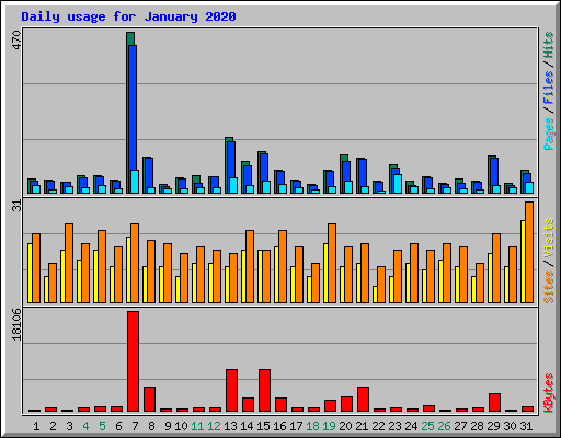 Daily usage for January 2020